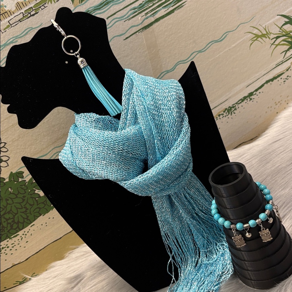 3 Pc Silver & Turquoise Jewelry & Accessories Bundle